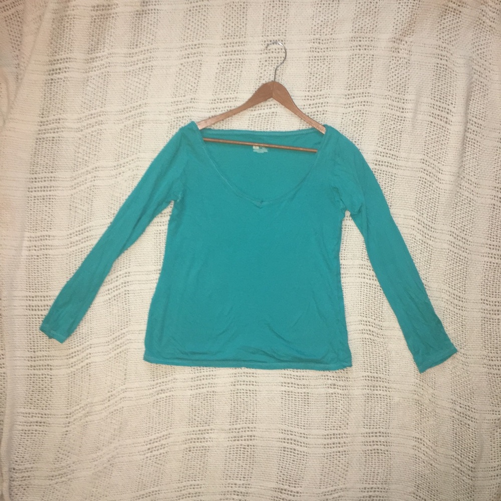 Long Sleeve Deep Scoop Neck Shirt
